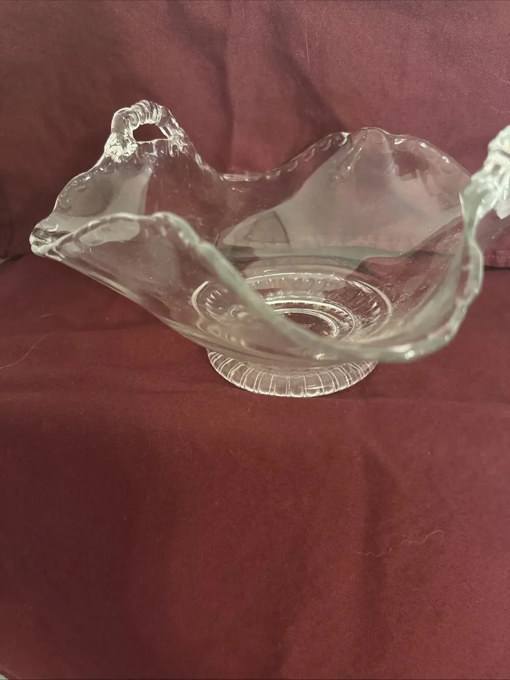 Cambridge Clear Glass Handled Bonbon Candy Dish SMALL With Handles